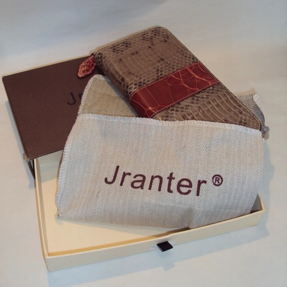 Jranter New Purse Wallet Zip Snakeskin Rust Croc - Picture 2 of 7